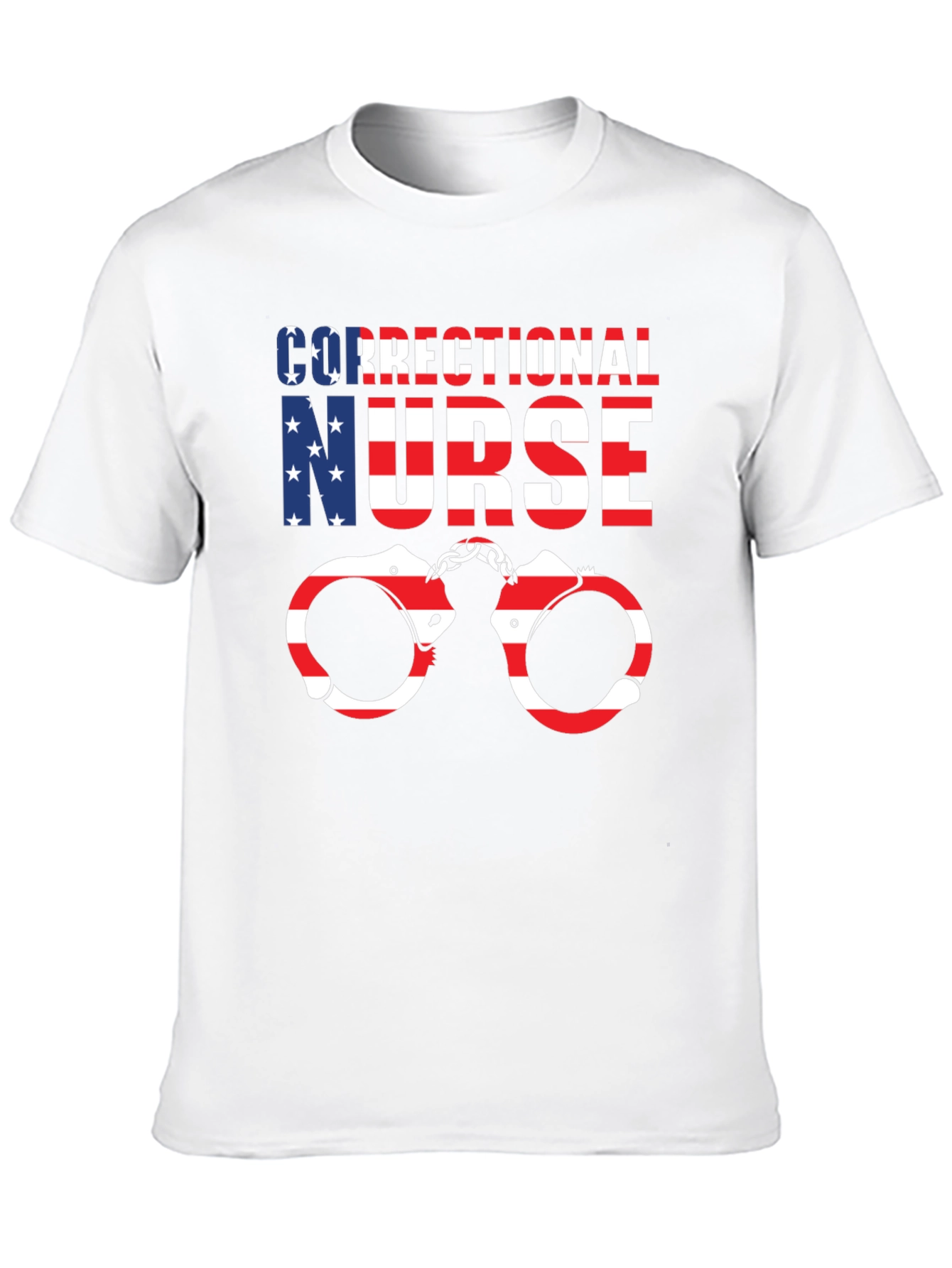 Correctional Nurse American Flag Handcuffs Graphic T-Shirt