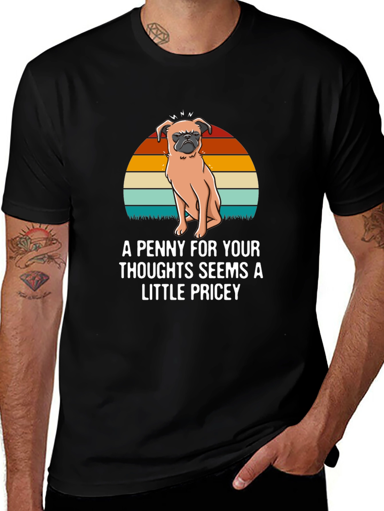 Funny Pug T-Shirt: A Penny For Your Thoughts