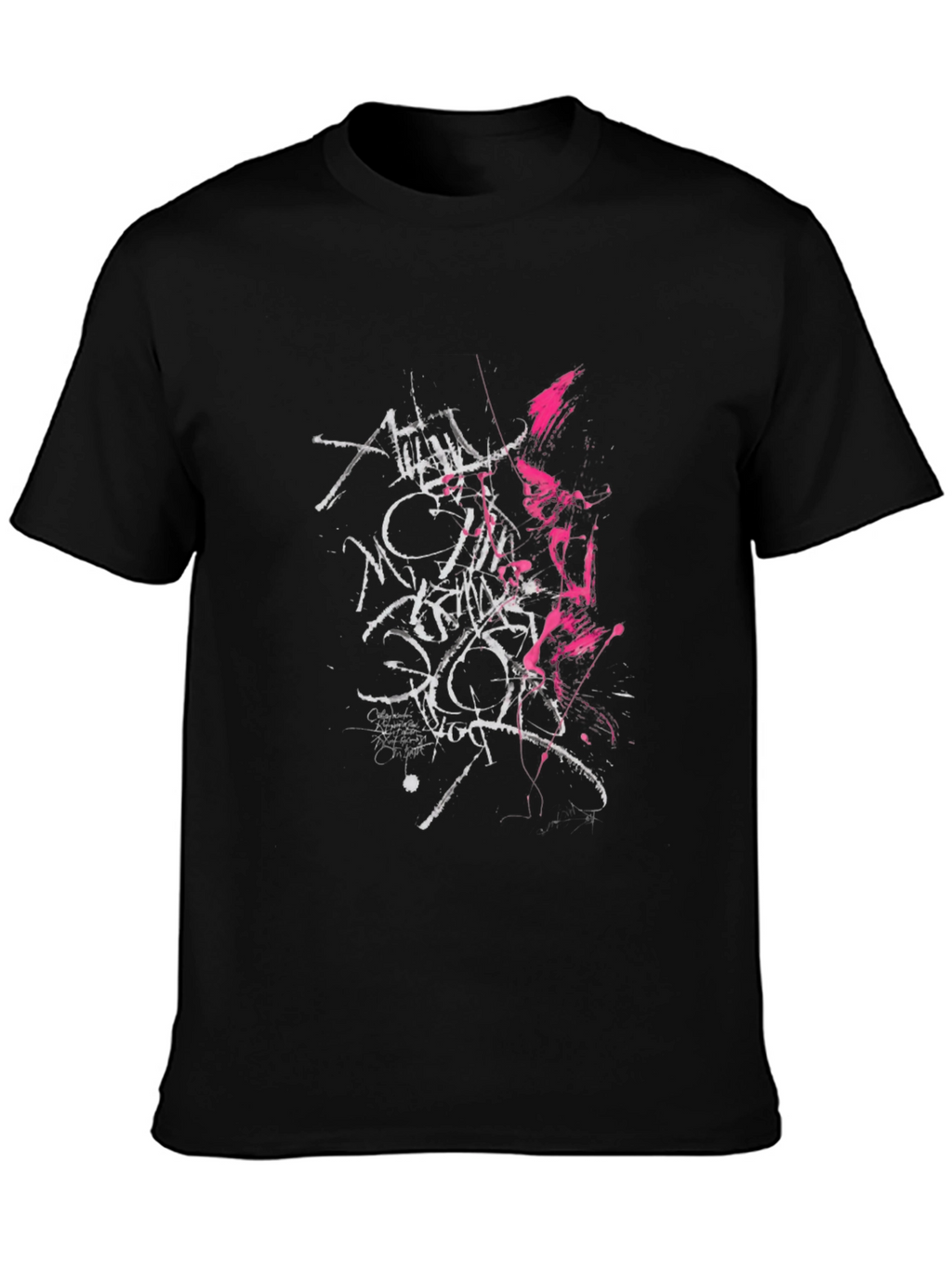 Edgy Graphic Tee: Black T-Shirt with Abstract Print