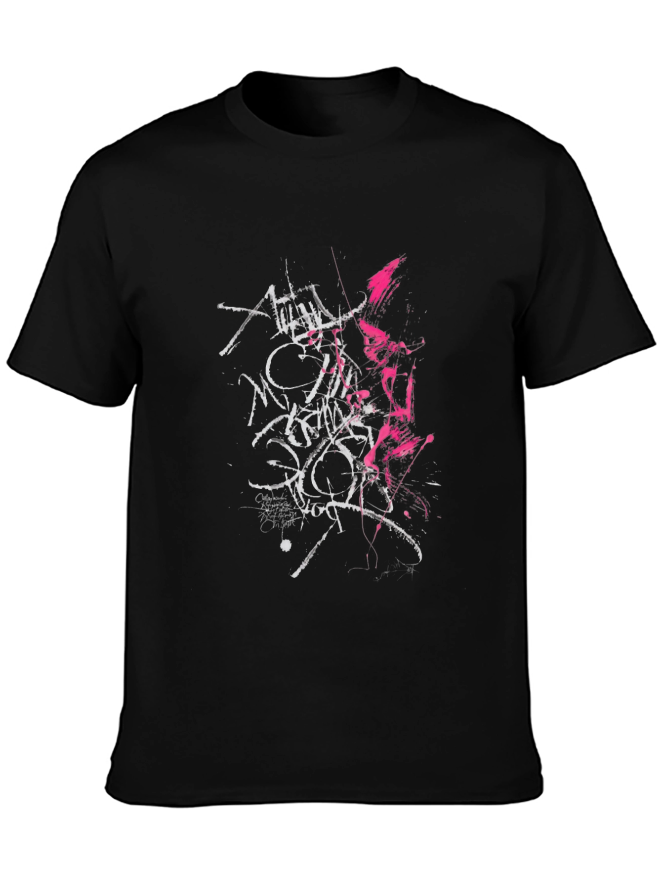 Edgy Graphic Tee: Black T-Shirt with Abstract Print