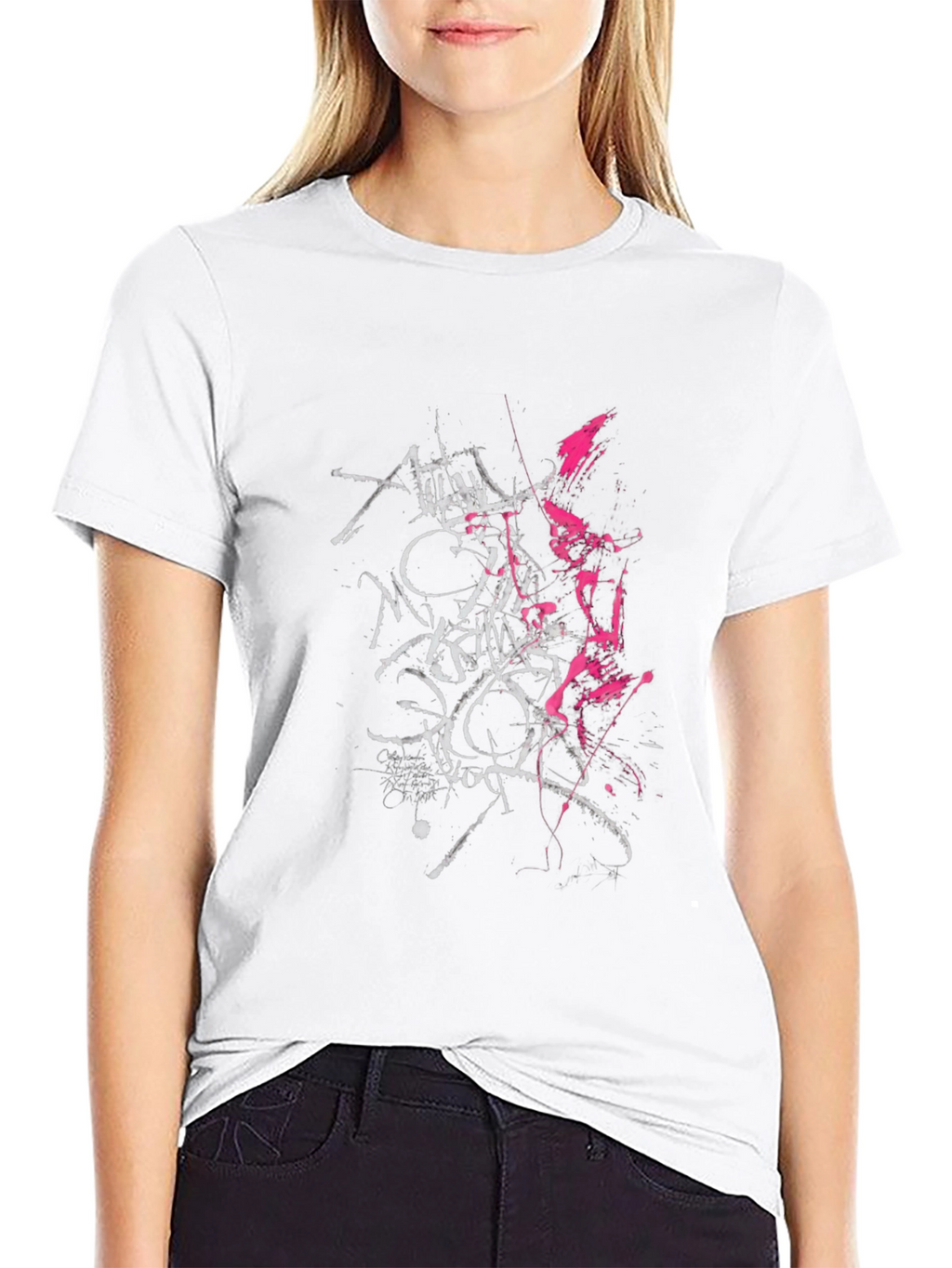 Edgy Graphic Tee: Black T-Shirt with Abstract Print