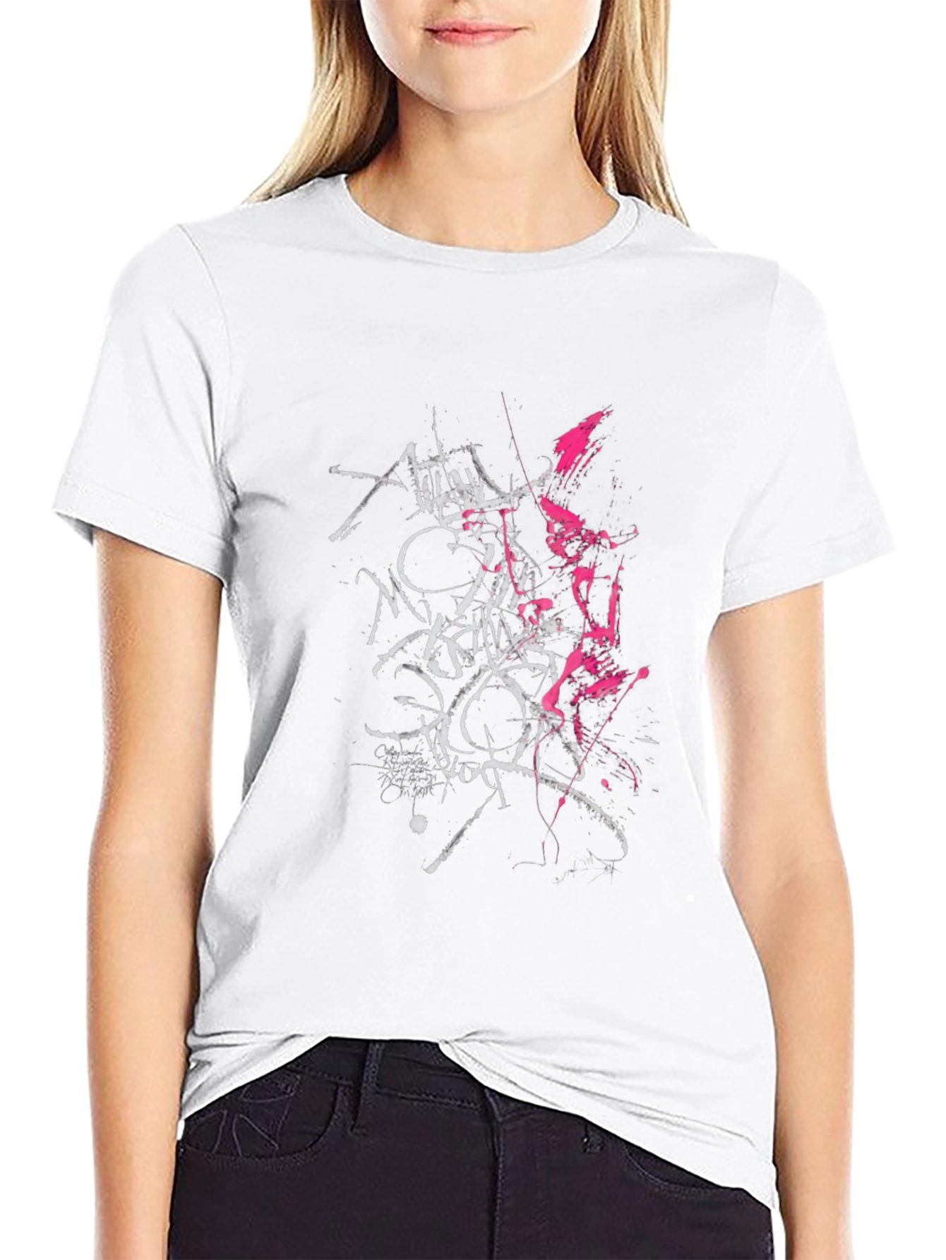 Edgy Graphic Tee: Black T-Shirt with Abstract Print