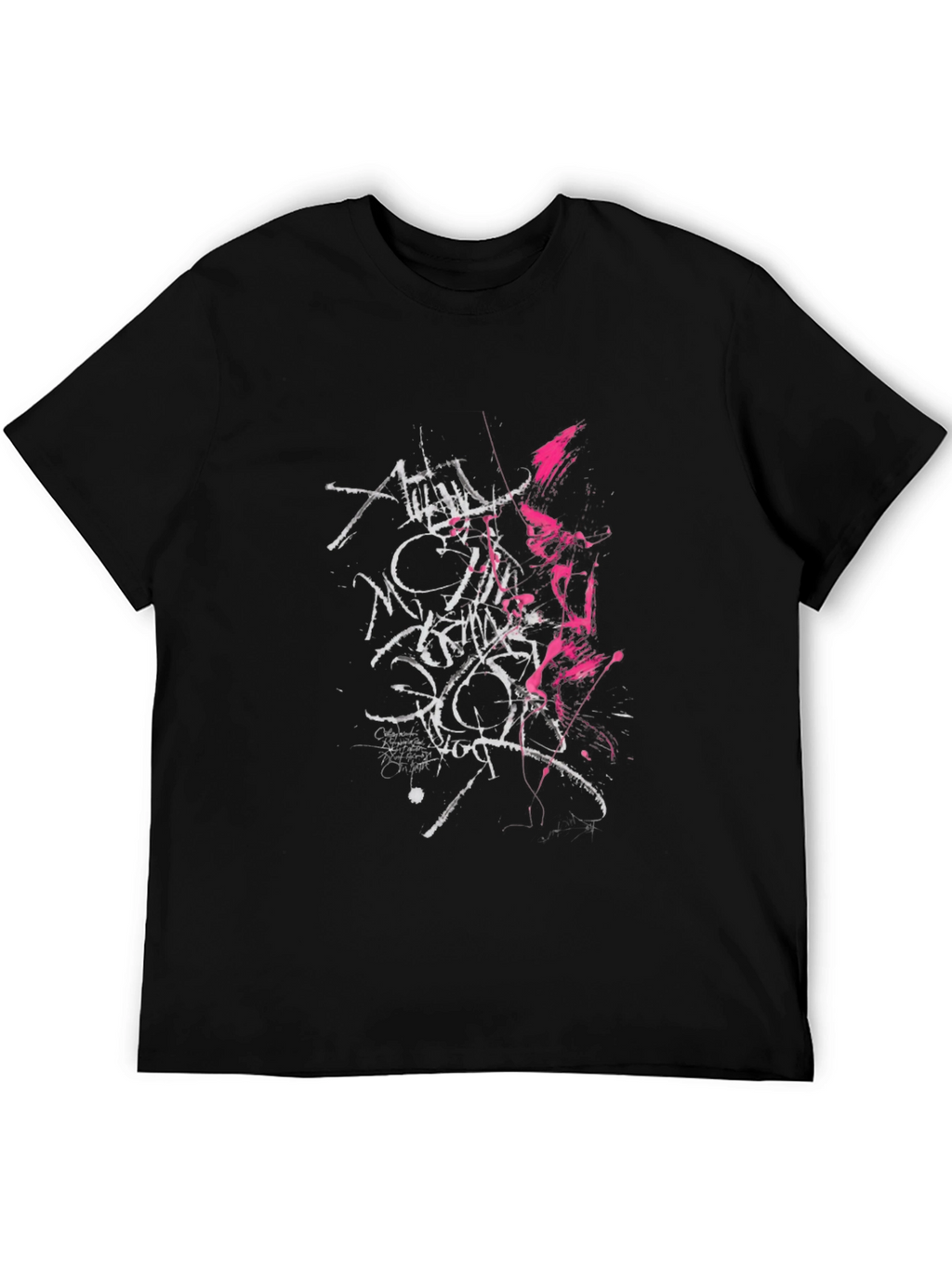 Edgy Graphic Tee: Black T-Shirt with Abstract Print