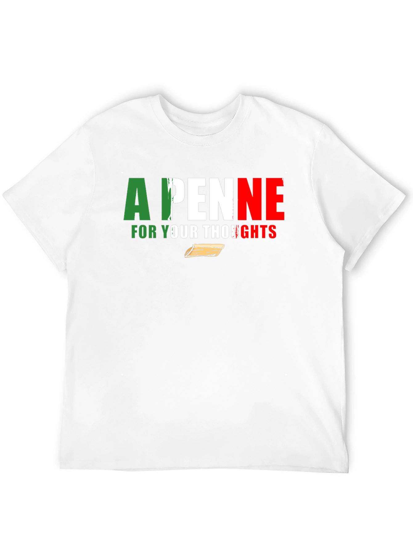 A Penne For Your Thoughts Black Graphic T-Shirt