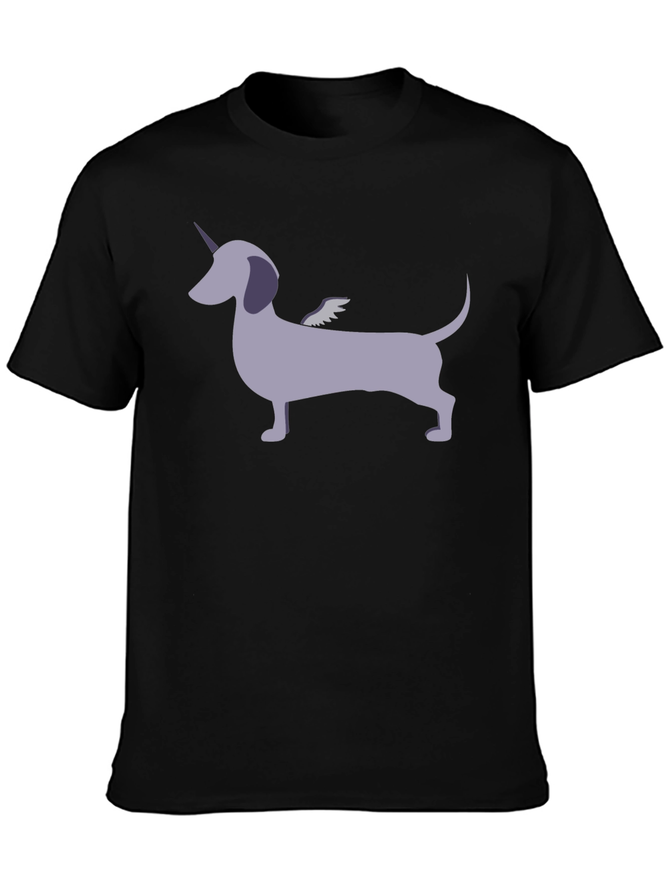 Unicorn Dachshund Graphic Tee - Mens Black T-Shirt