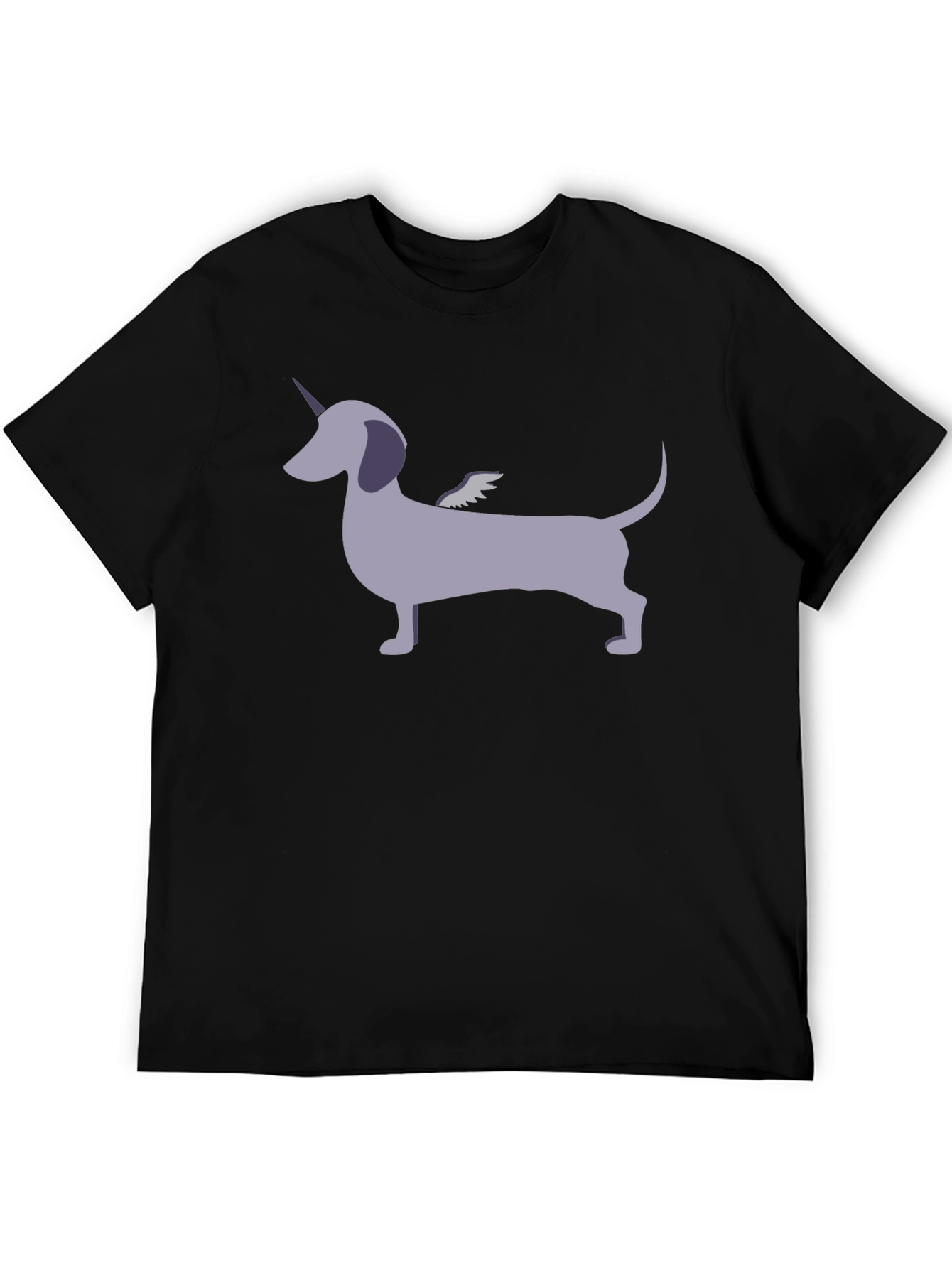 Unicorn Dachshund Graphic Tee - Mens Black T-Shirt