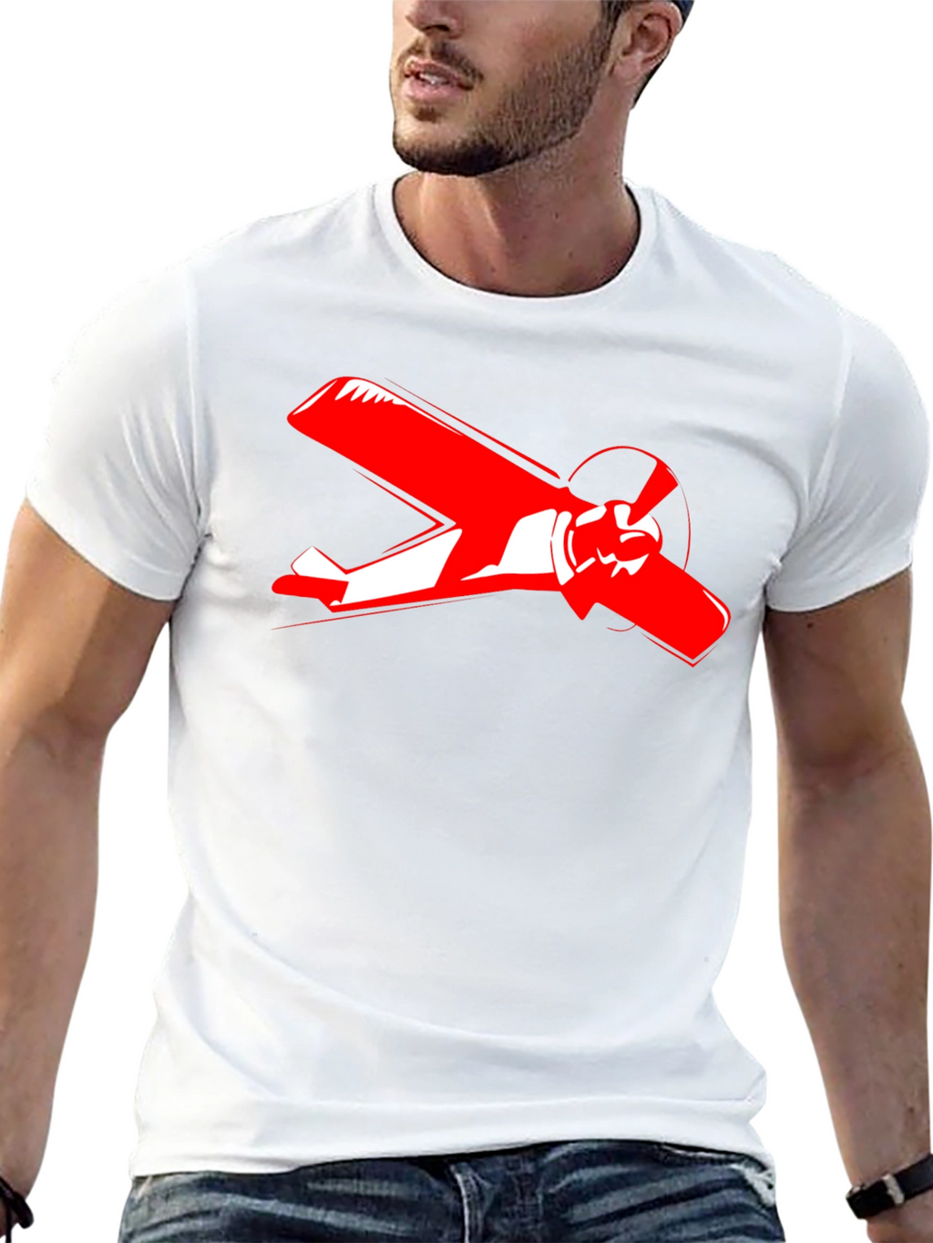 Airplane Graphic Tee - Black Cotton T-Shirt