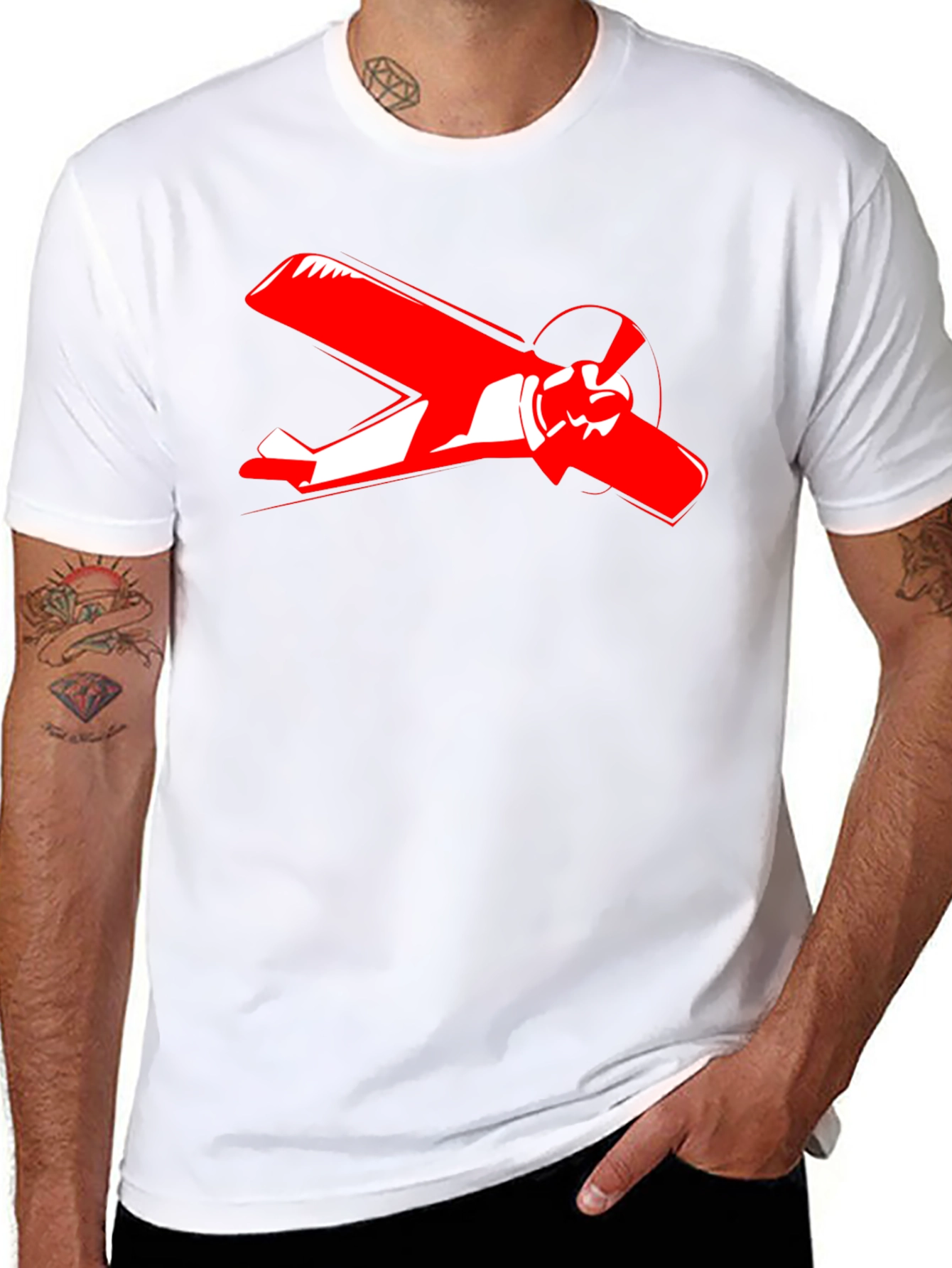 Airplane Graphic Tee - Black Cotton T-Shirt