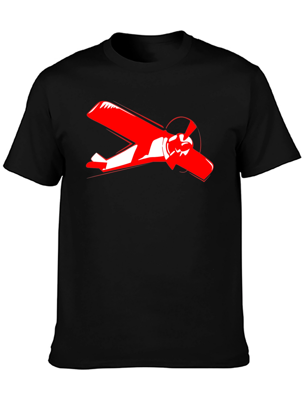 Airplane Graphic Tee - Black Cotton T-Shirt