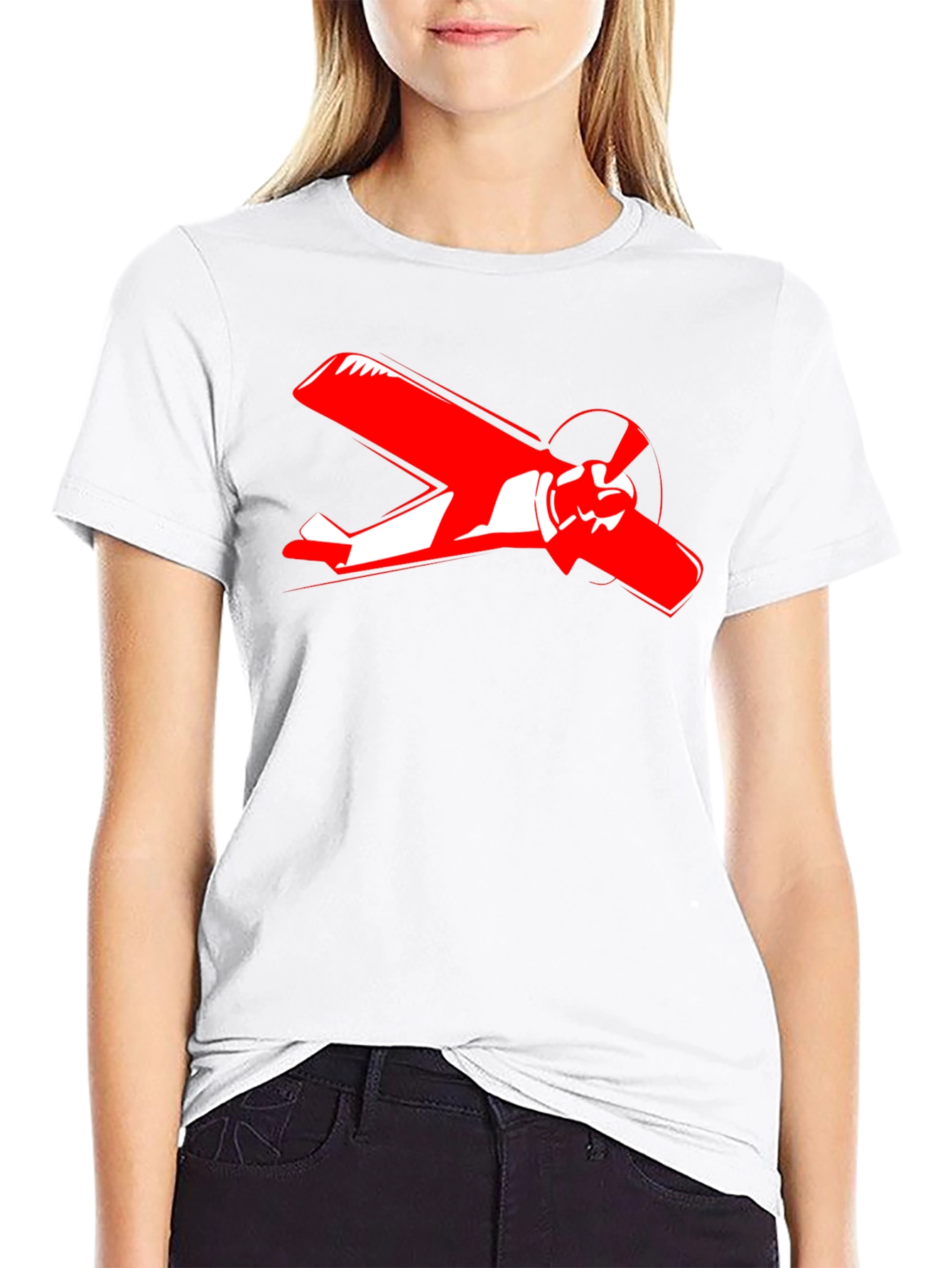 Airplane Graphic Tee - Black Cotton T-Shirt