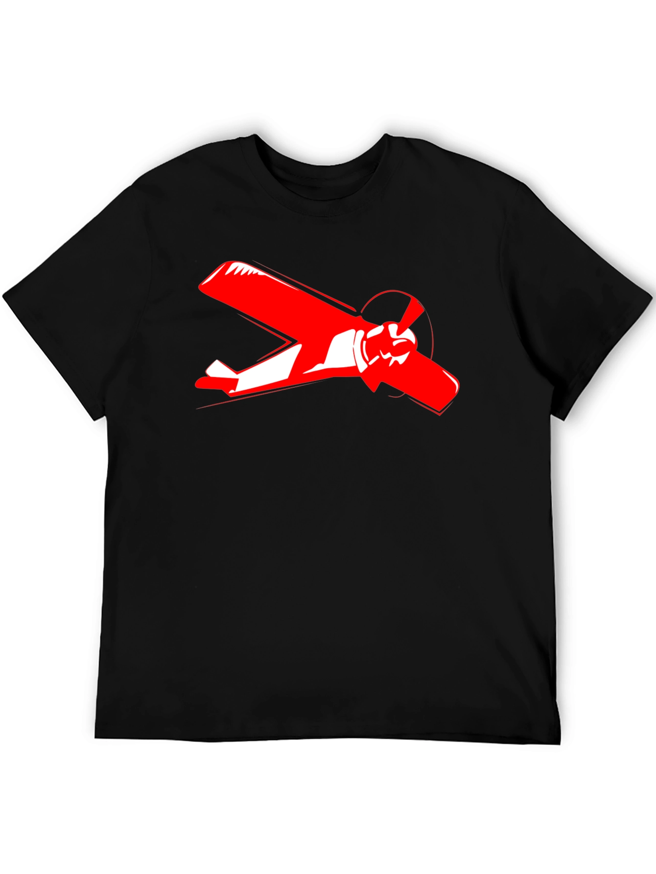 Airplane Graphic Tee - Black Cotton T-Shirt