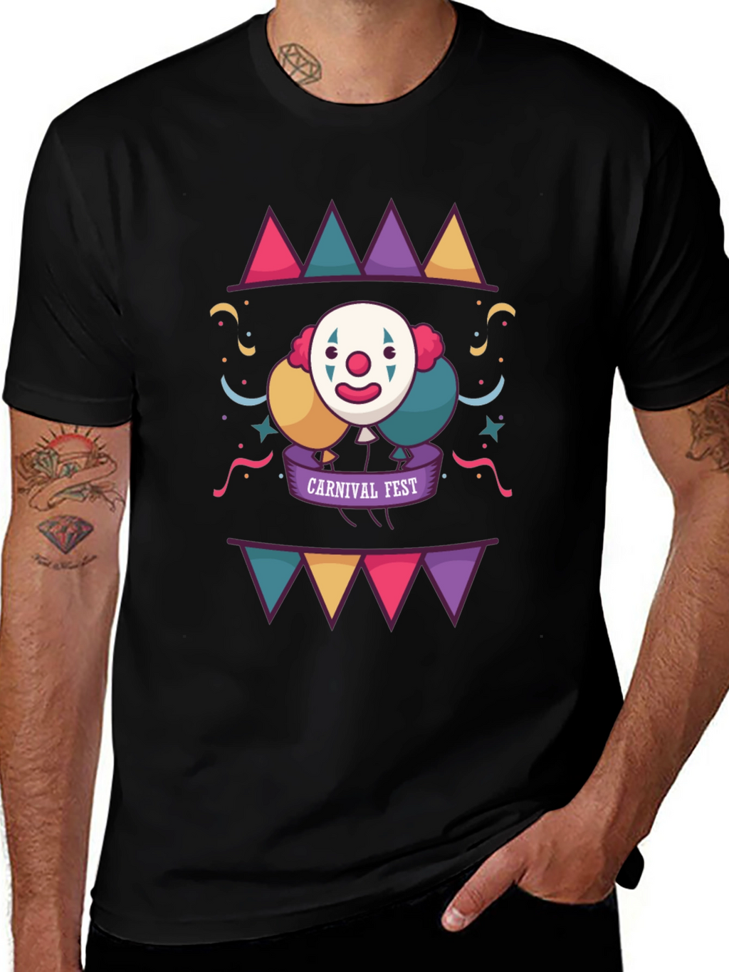 Carnival Fest Graphic Tee - Fun Clown Design