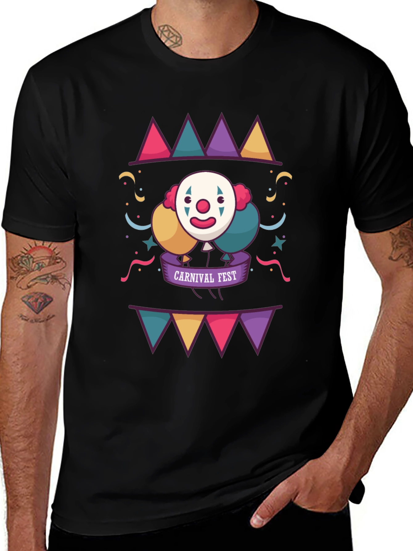 Carnival Fest Graphic Tee - Fun Clown Design