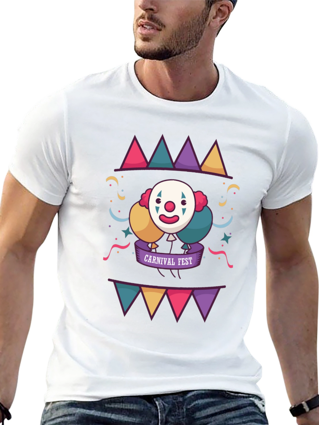 Carnival Fest Graphic Tee - Fun Clown Design