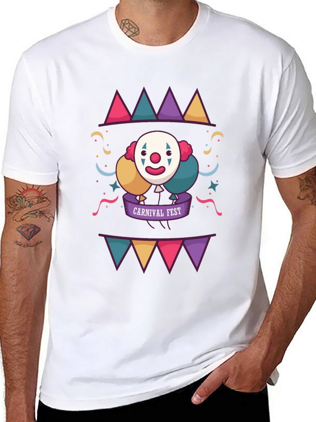 Carnival Fest Graphic Tee - Fun Clown Design