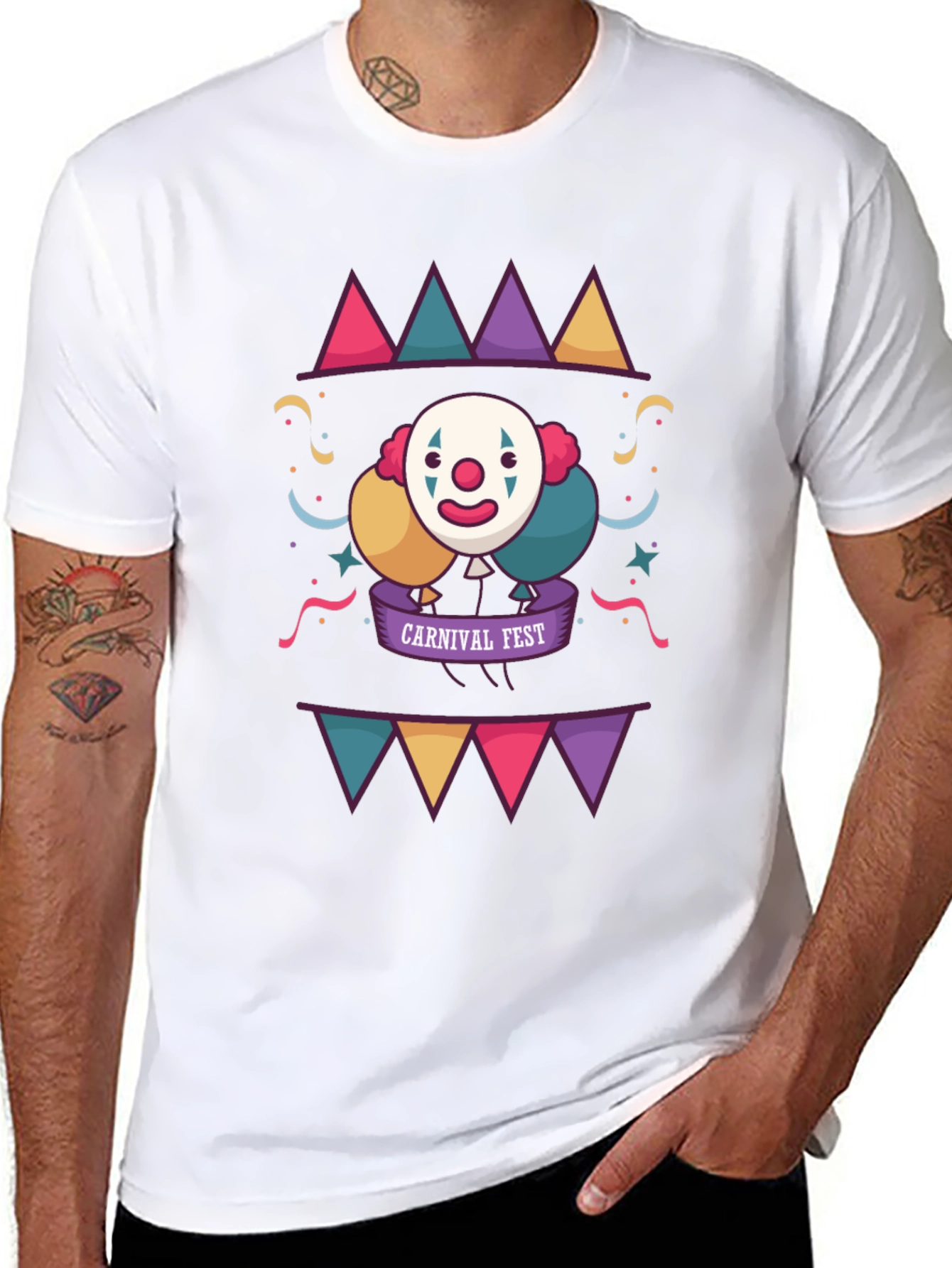 Carnival Fest Graphic Tee - Fun Clown Design