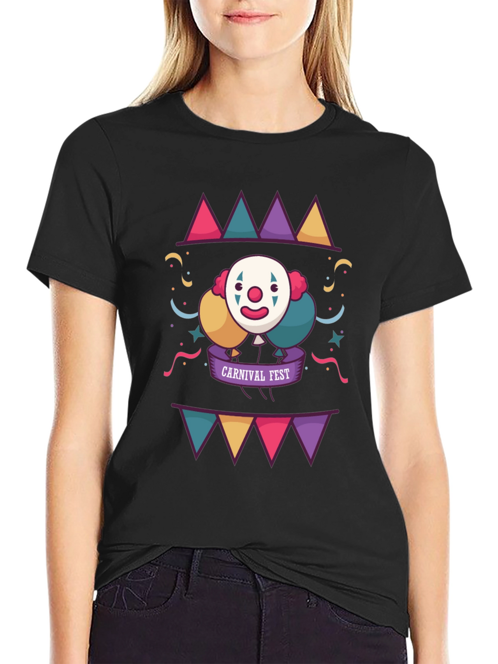 Carnival Fest Graphic Tee - Fun Clown Design