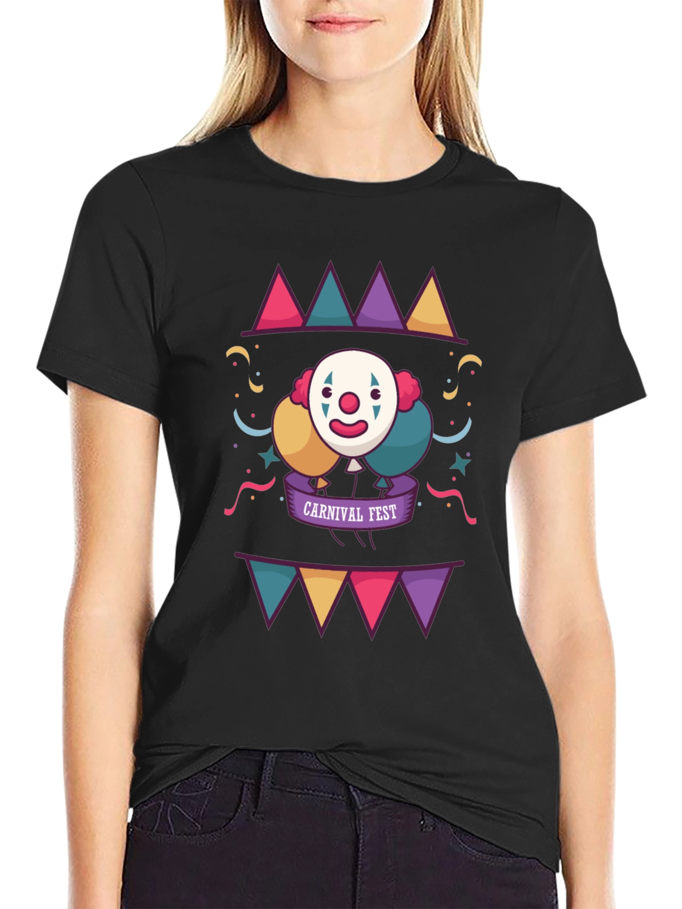 Carnival Fest Graphic Tee - Fun Clown Design