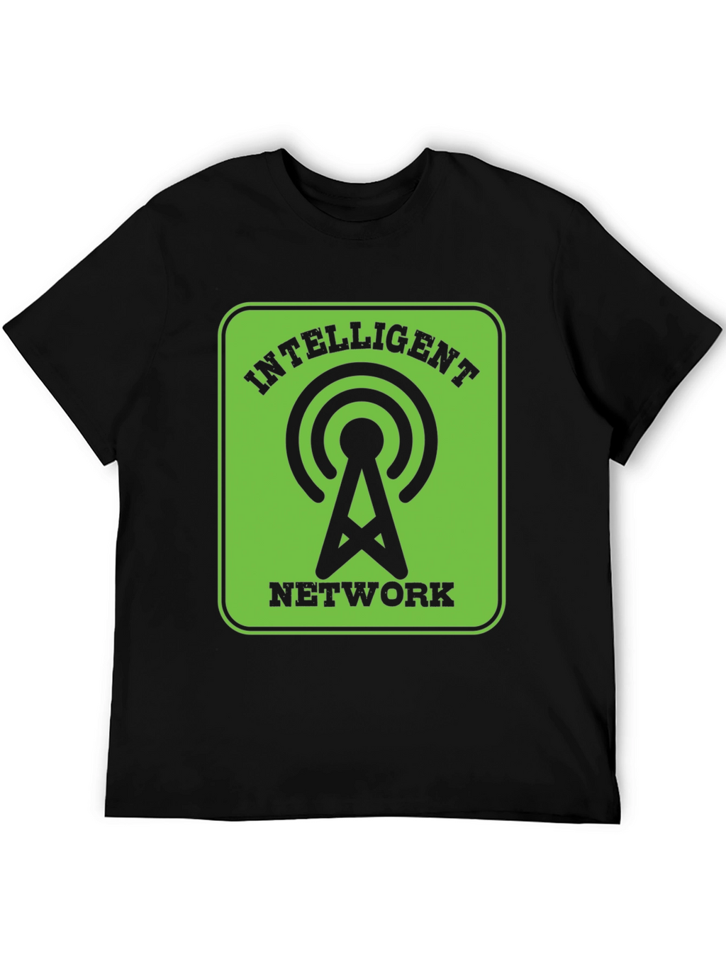 Intelligent Network Black T-Shirt - Green Design