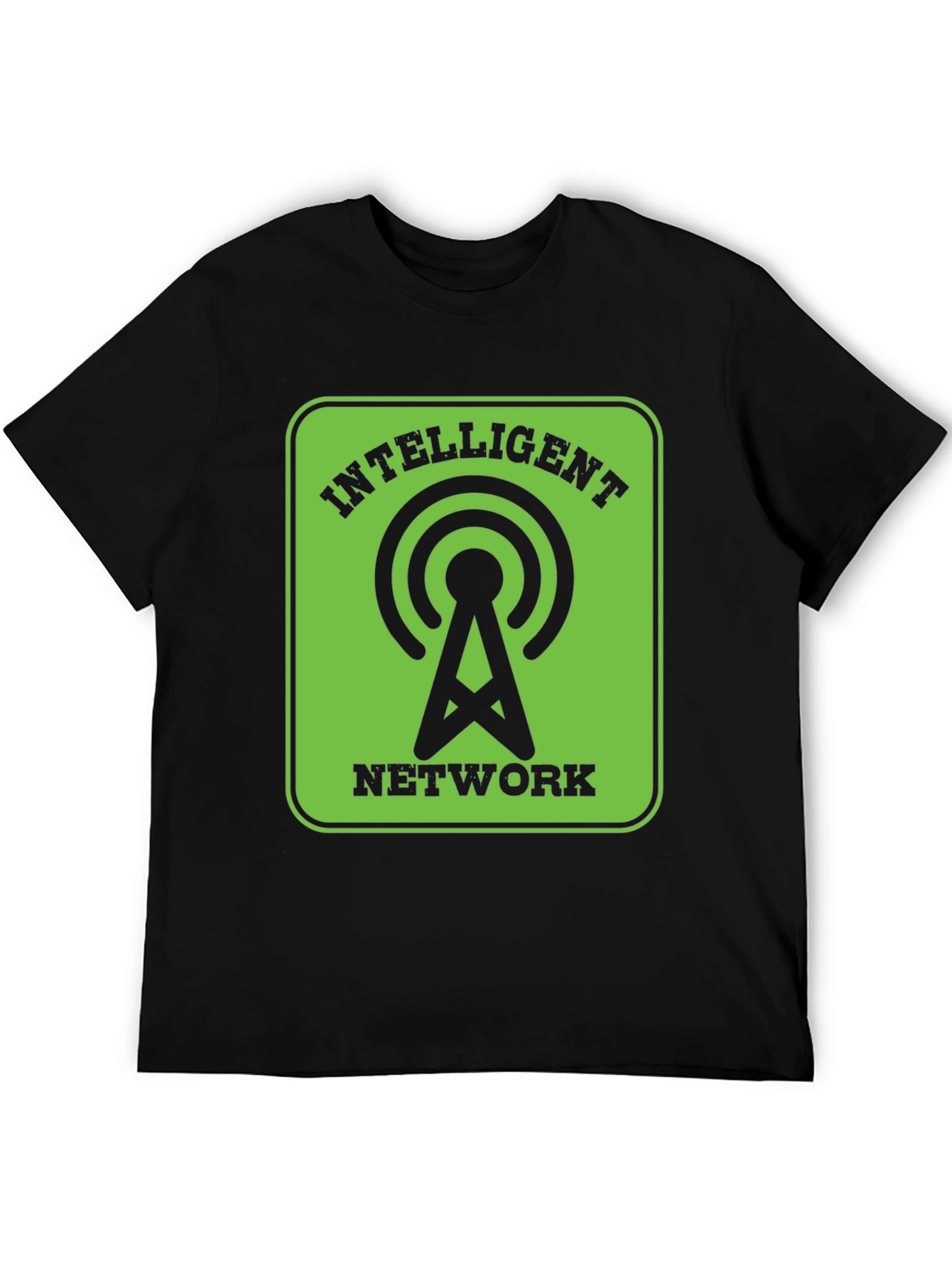 Intelligent Network Black T-Shirt - Green Design