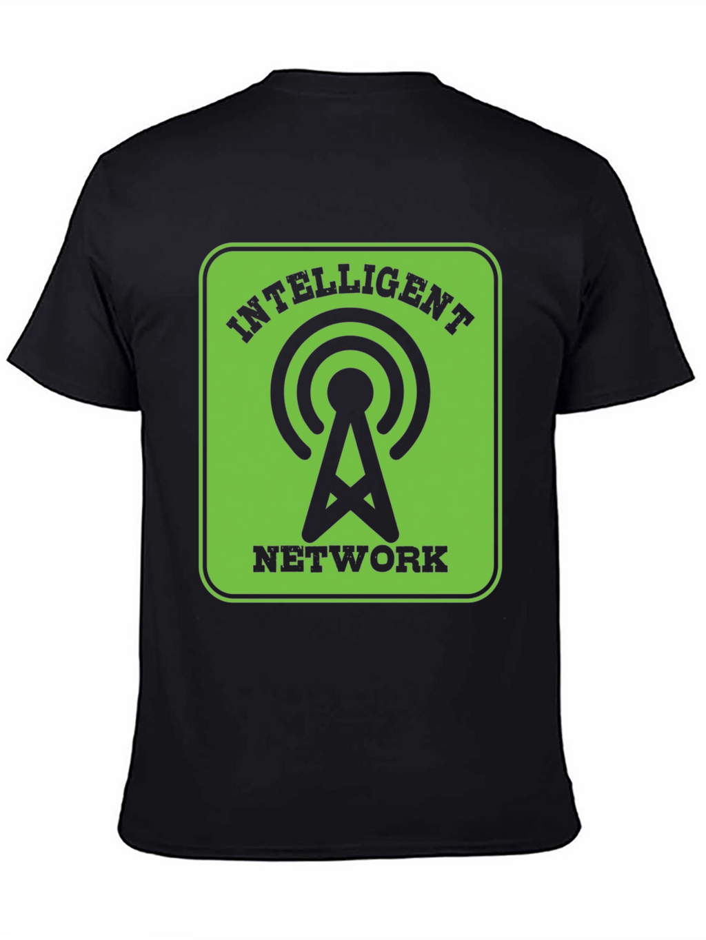 Intelligent Network Black T-Shirt - Green Design