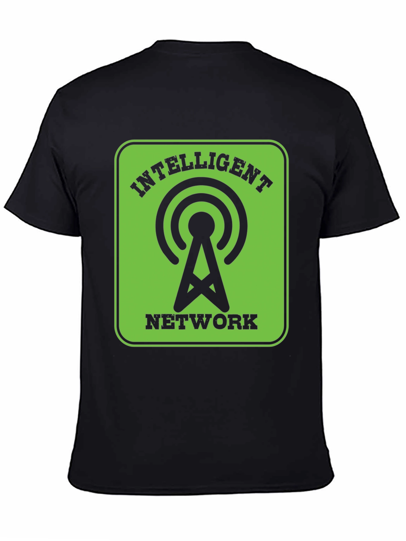 Intelligent Network Black T-Shirt - Green Design