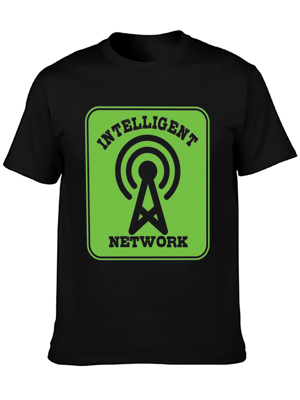 Intelligent Network Black T-Shirt - Green Design