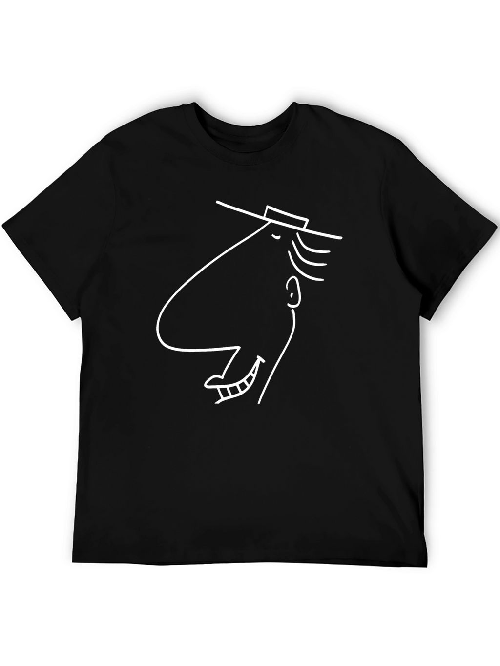 Cool Line Art Graphic Tee - Black Cotton Blend