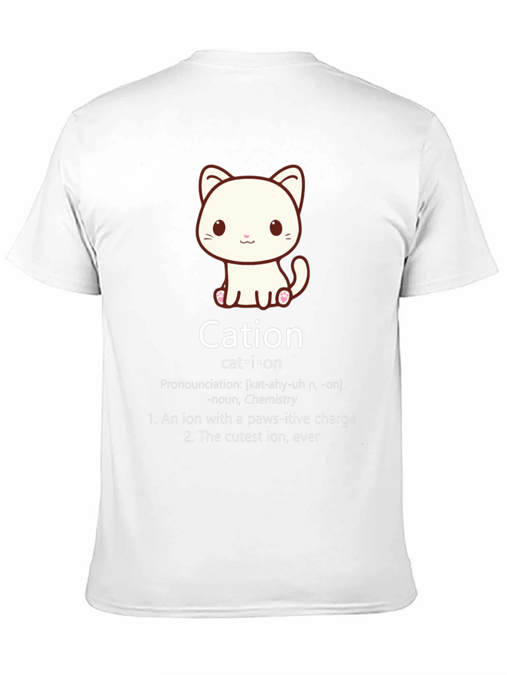 Cation Cat Pun T-Shirt Funny Chemistry Science Tee