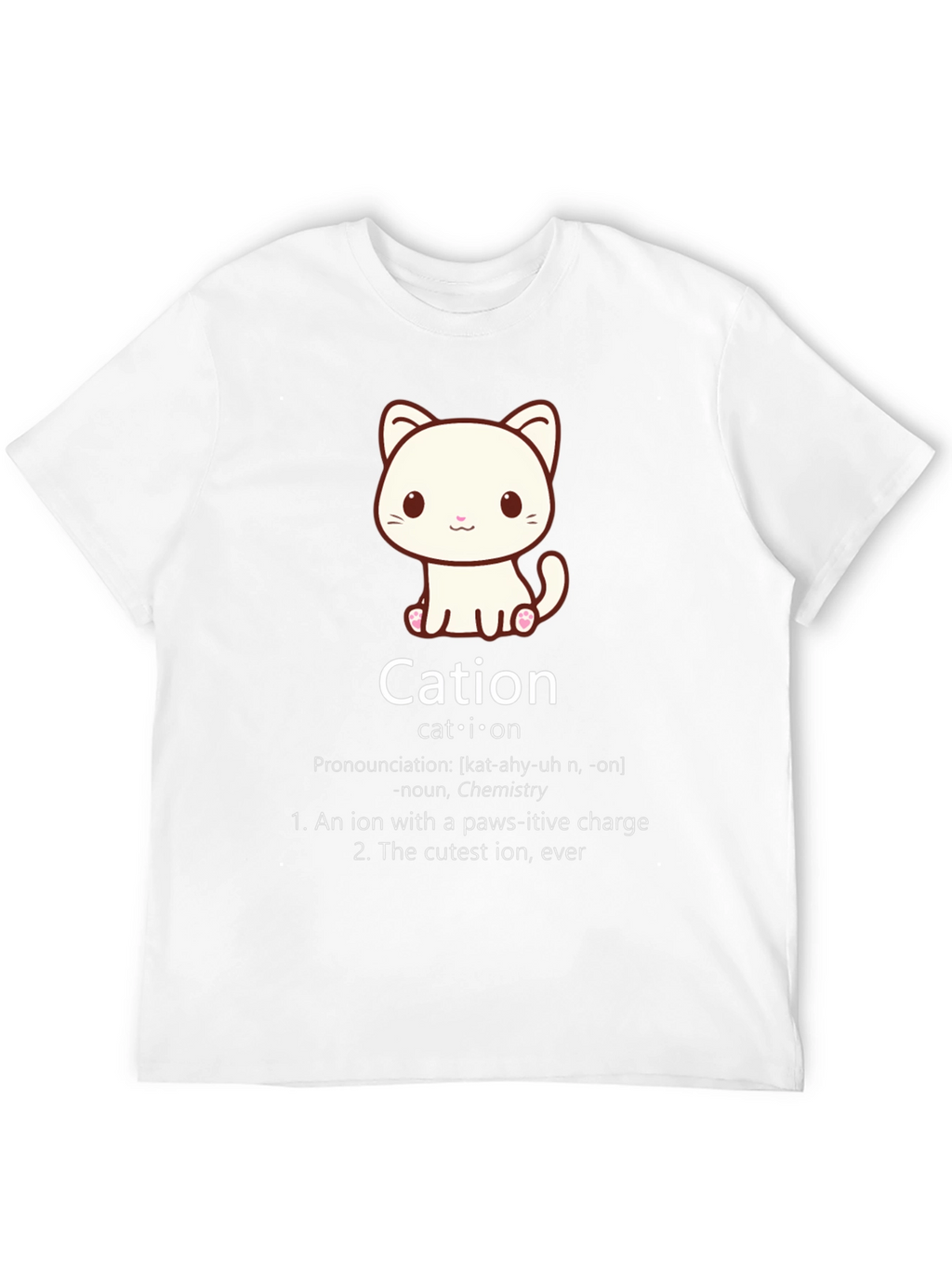 Cation Cat Pun T-Shirt Funny Chemistry Science Tee