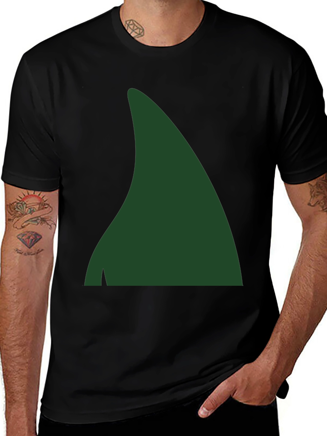 Green Elf Hat Tee - Holiday Festive Shirt