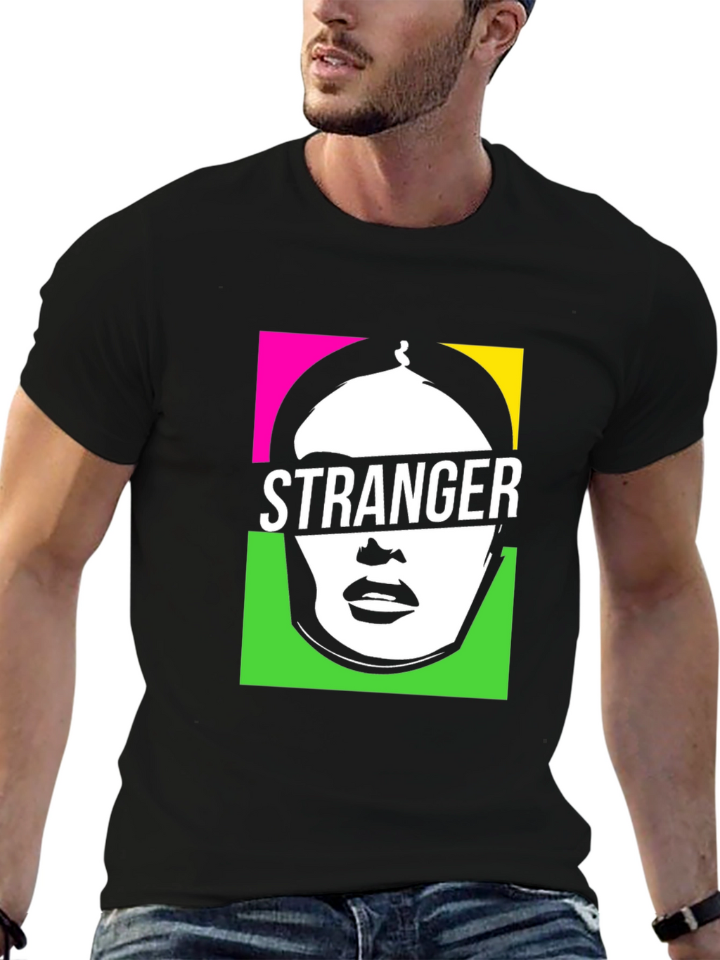 Stranger Graphic Print Black T-Shirt