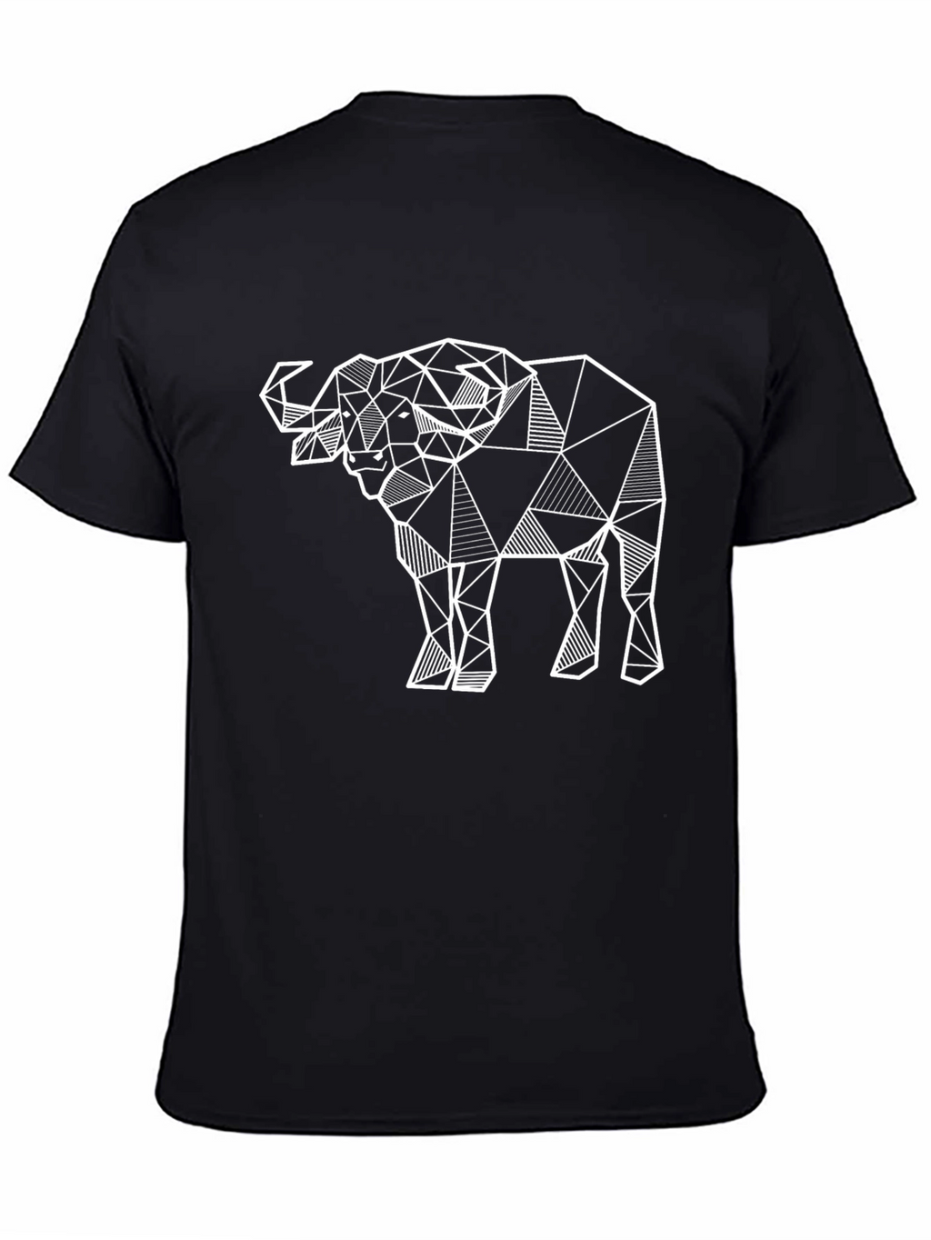 Geometric Buffalo Graphic Tee - Black Cotton Blend