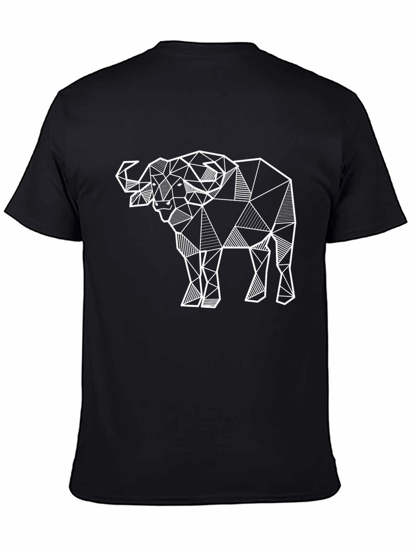 Geometric Buffalo Graphic Tee - Black Cotton Blend