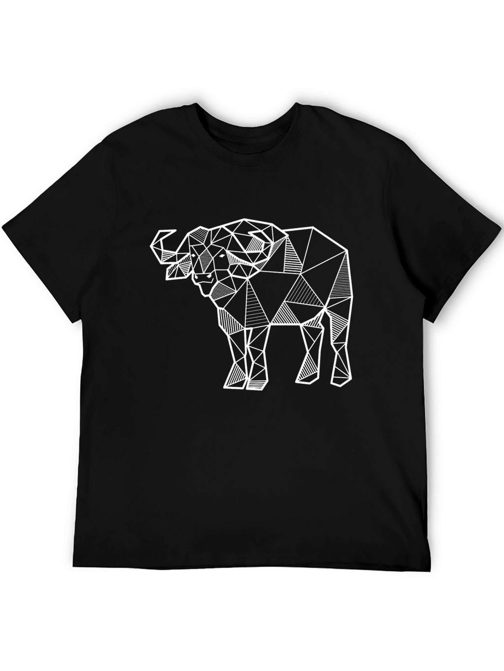 Geometric Buffalo Graphic Tee - Black Cotton Blend