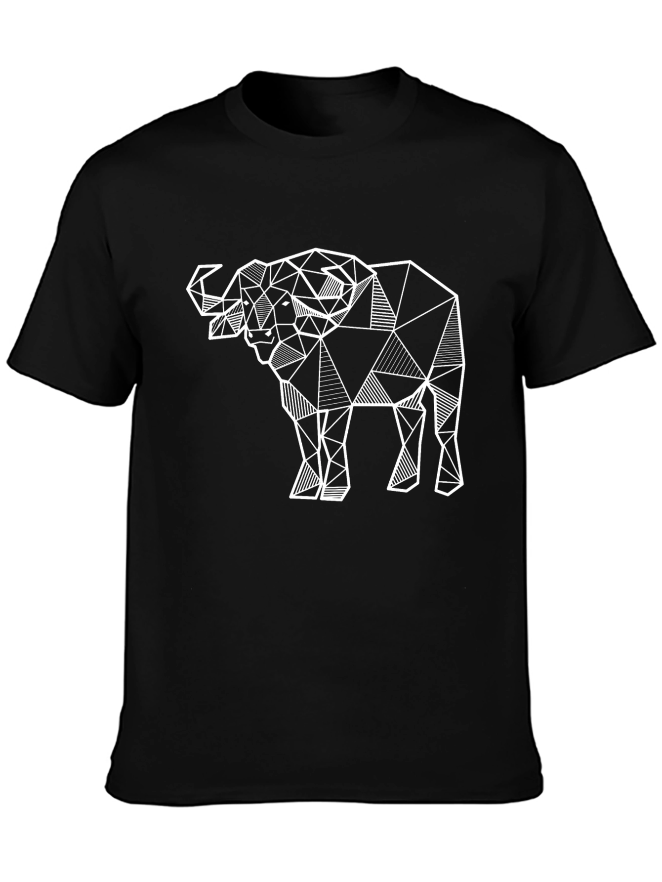 Geometric Buffalo Graphic Tee - Black Cotton Blend