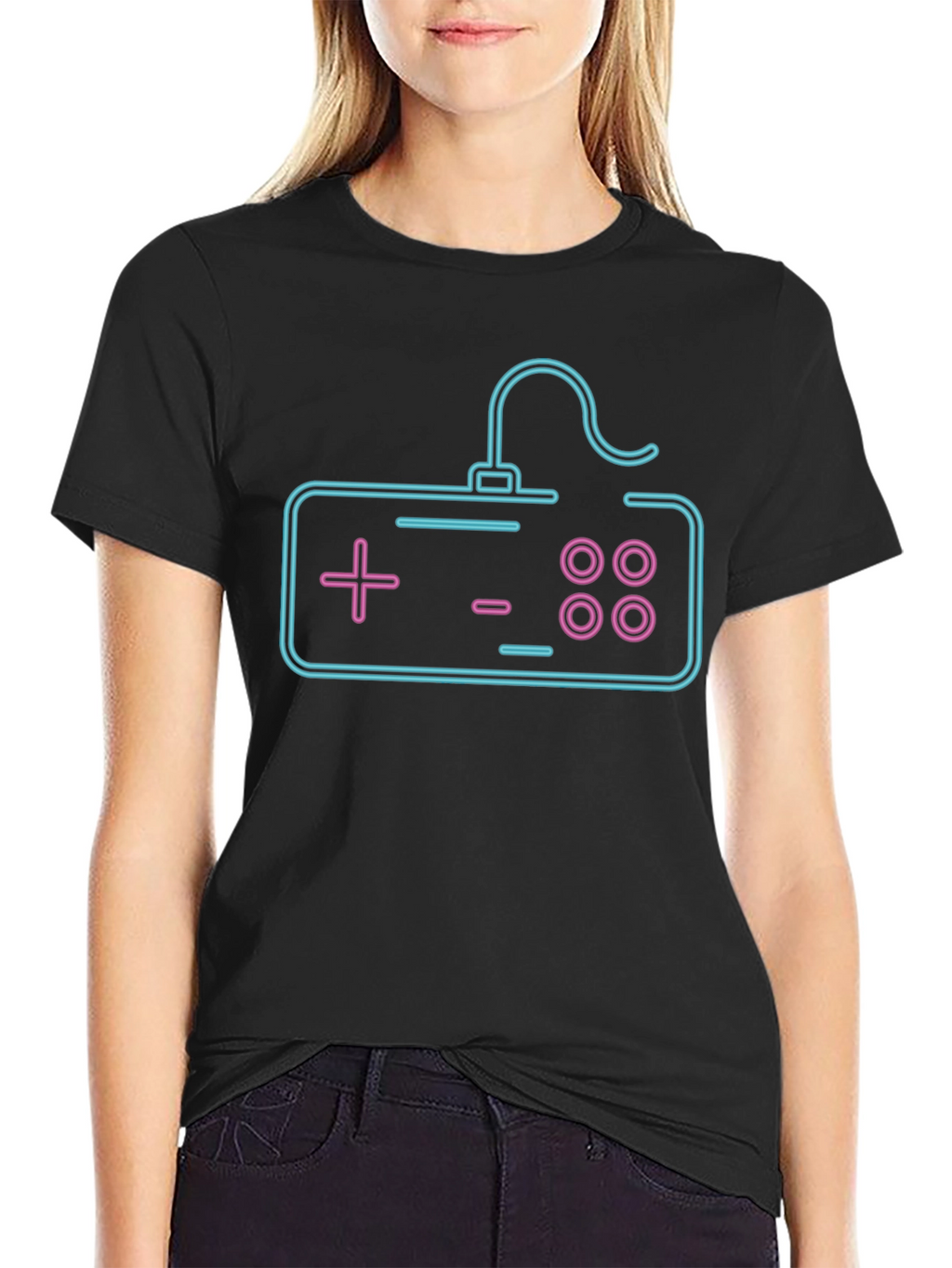 Neon Game Controller Graphic Tee - Black