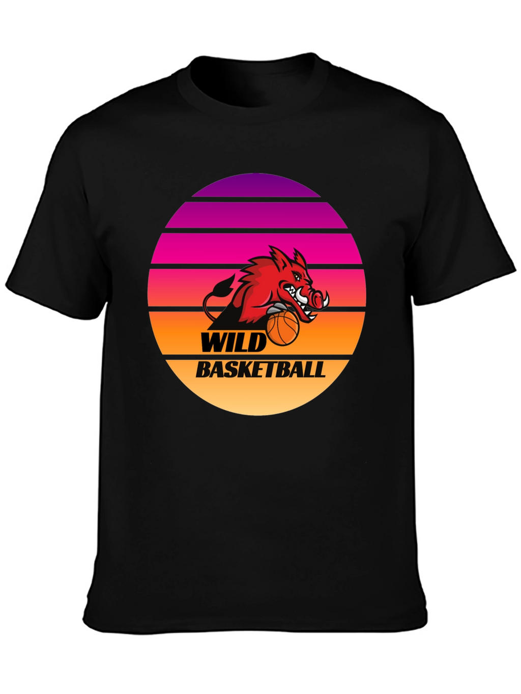Wild Basketball Graphic Tee - Retro Sunset Hog