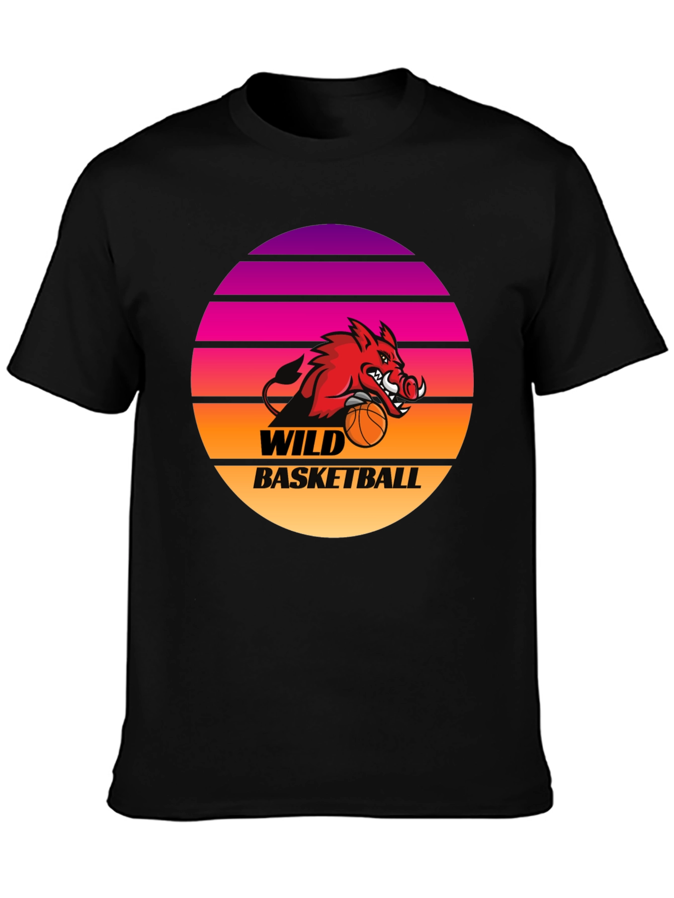 Wild Basketball Graphic Tee - Retro Sunset Hog