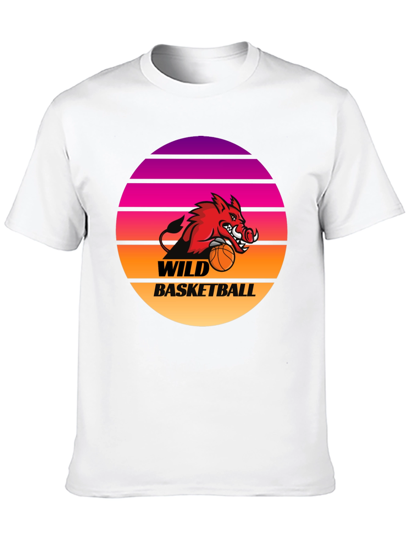 Wild Basketball Graphic Tee - Retro Sunset Hog