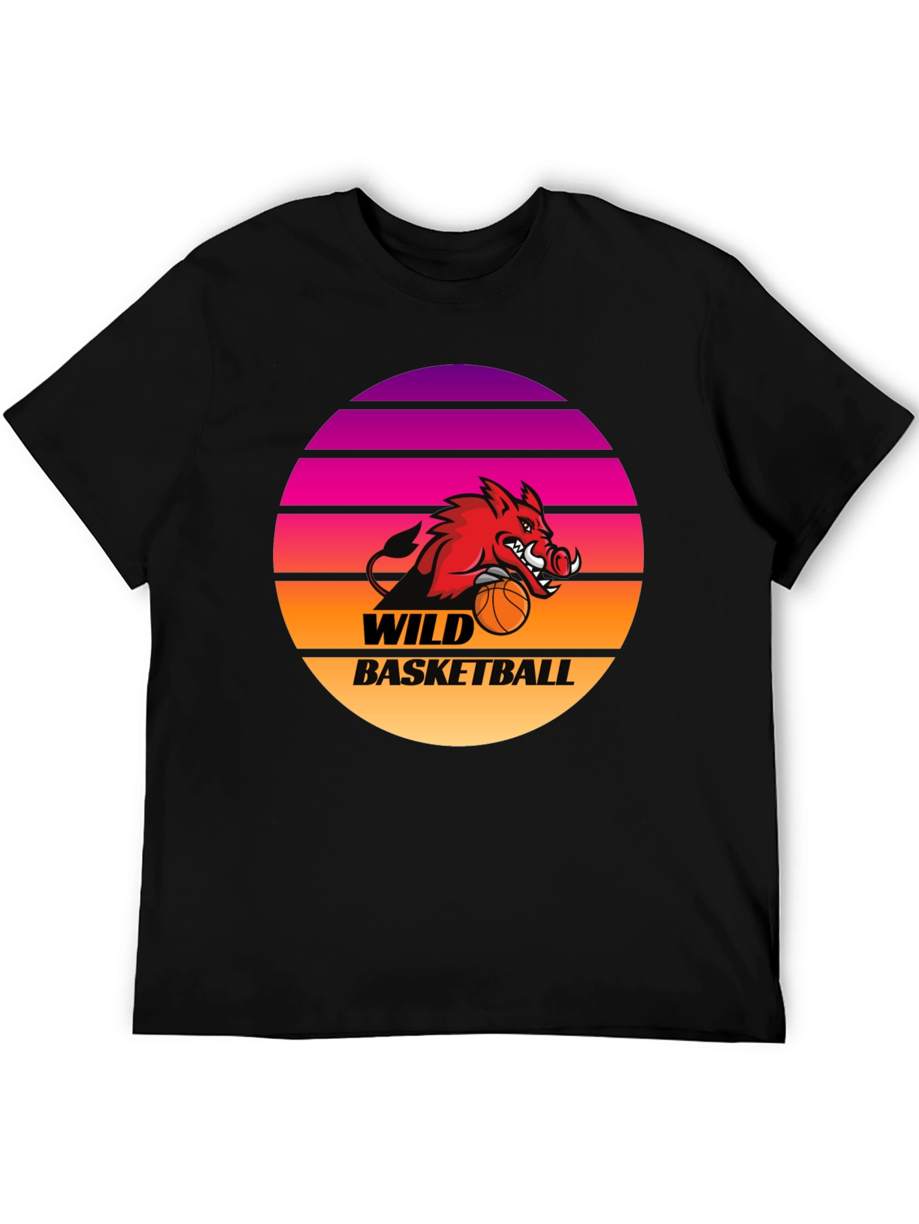 Wild Basketball Graphic Tee - Retro Sunset Hog