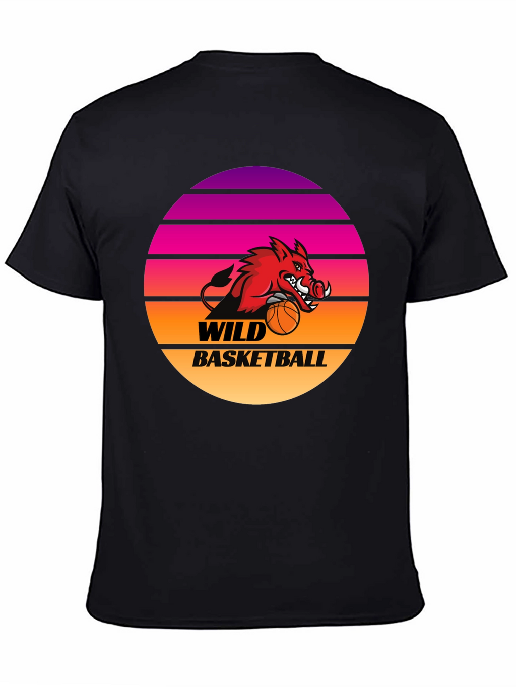 Wild Basketball Graphic Tee - Retro Sunset Hog