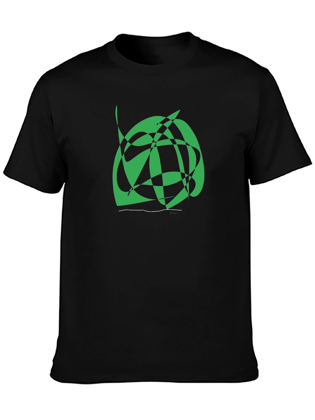 Abstract Green Graphic Print Black Tee