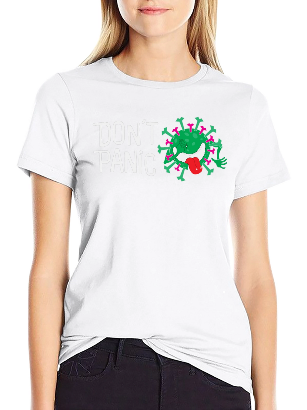 Dont Panic Funny Virus Graphic Tee - Black