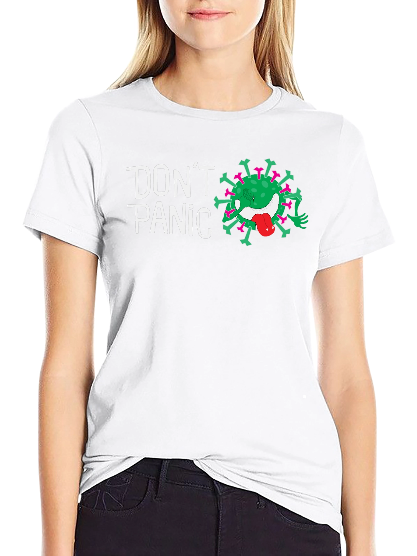Dont Panic Funny Virus Graphic Tee - Black