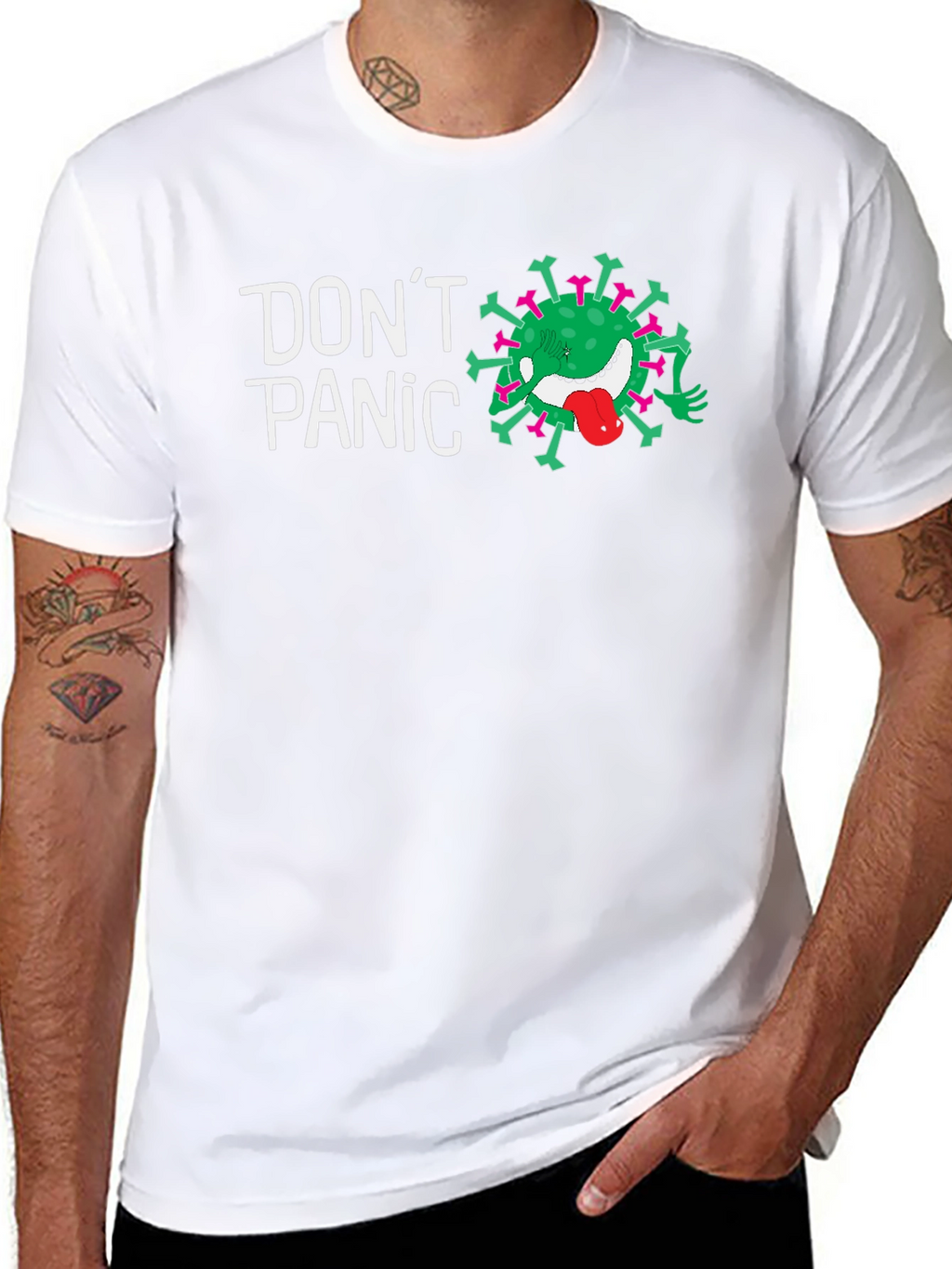 Dont Panic Funny Virus Graphic Tee - Black