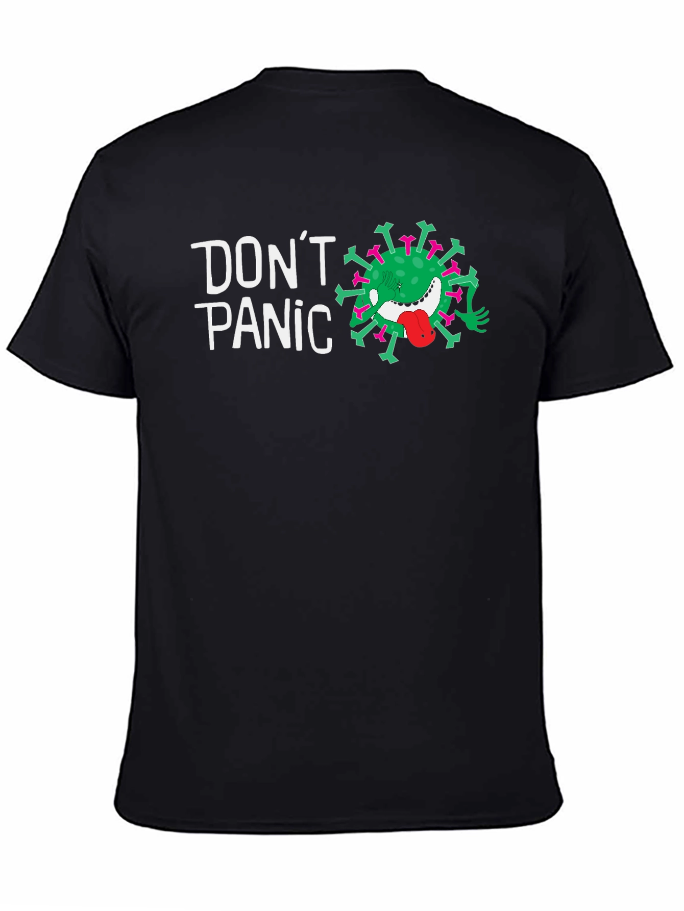 Dont Panic Funny Virus Graphic Tee - Black