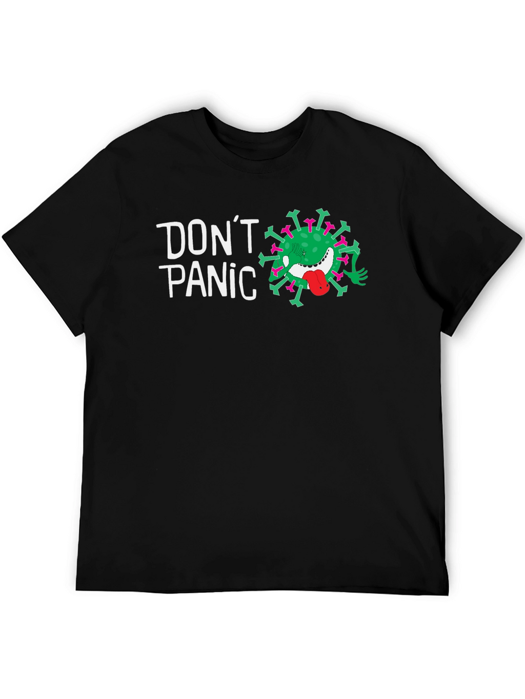 Dont Panic Funny Virus Graphic Tee - Black