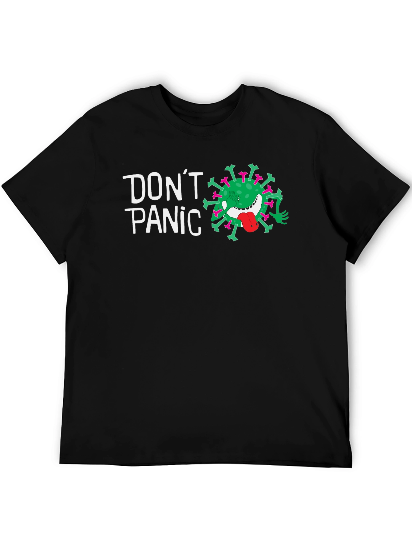 Dont Panic Funny Virus Graphic Tee - Black