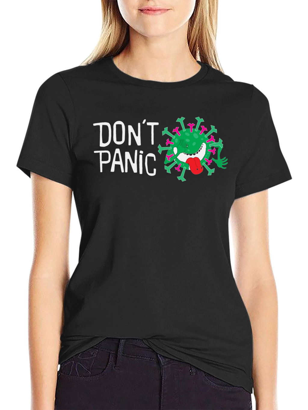 Dont Panic Funny Virus Graphic Tee - Black